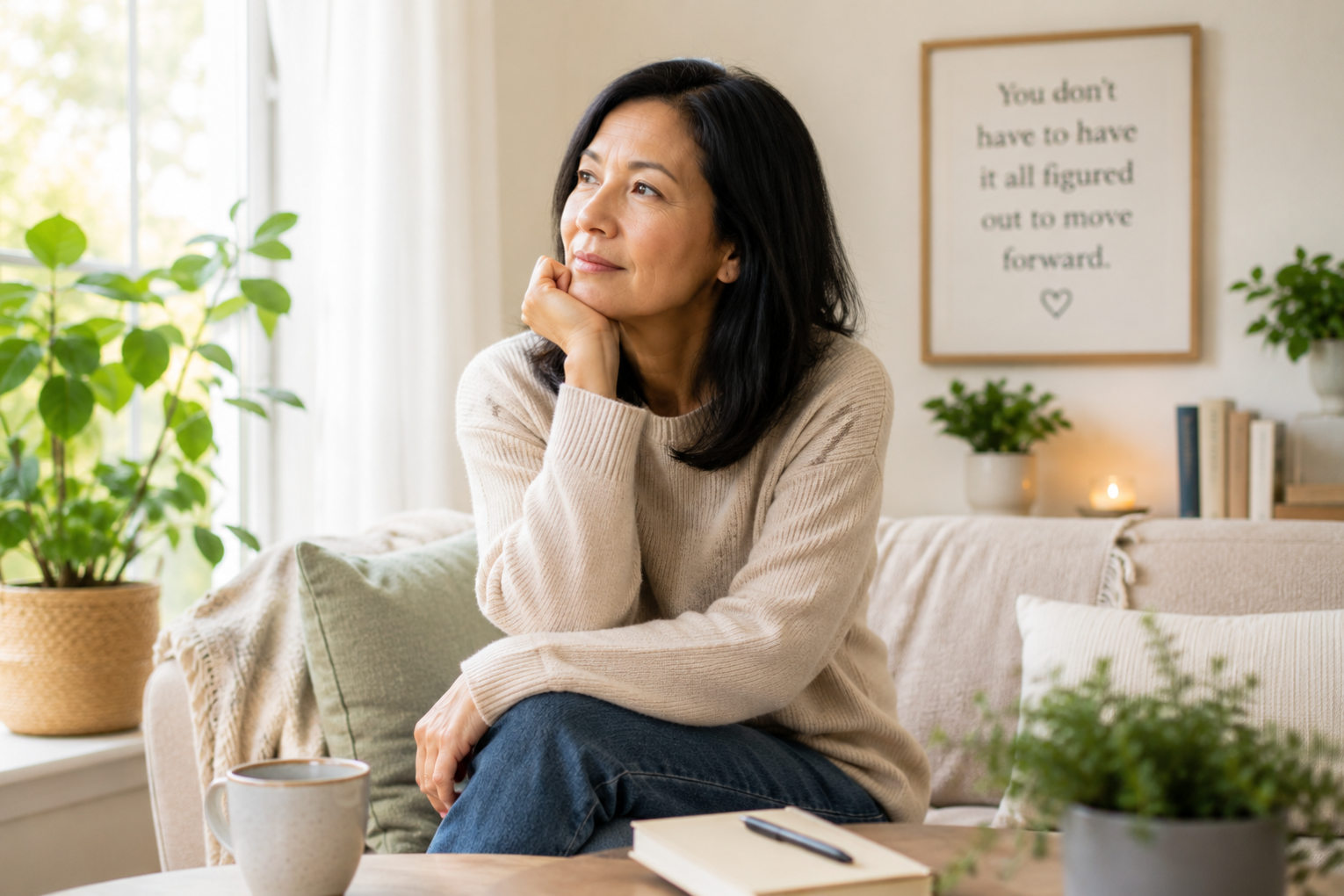 Therapy for Emotional Wellbeing and Other Issues Woman reflecting on her emotional wellbeing and personal challenges